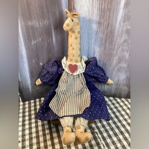 Charming Giraffe Handmade Plush Decorative Toy in Blue Dress 20" Tall